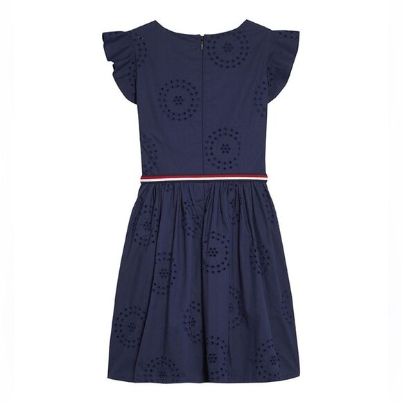 Tommy Hilfiger Navy Blue Short Sleeve Eyelet Dress Girls Size 14 NWT - Picture 2 of 9